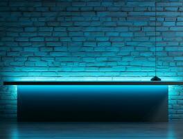 Clean simple neon light 3d base for logo mockup background Ai generated photo