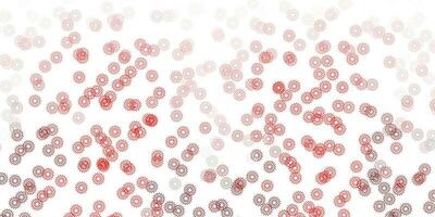 Light red vector doodle template with flowers.