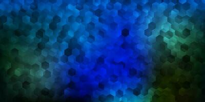 Dark blue, green vector texture with colorful hexagons.