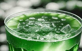 Refreshing summer drink with ice and lime. Generative AI. photo
