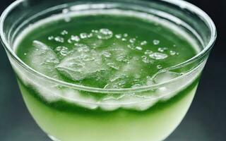 Refreshing summer drink with ice and lime. Generative AI. photo