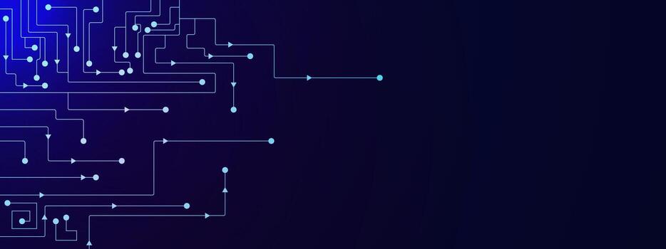 Abstract geometric with connecting dots and lines. Circuit board technology. Network connection and digital communication concept background. Vector illustration.