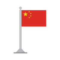 Flagge von China auf Fahnenstange isoliert png