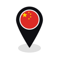 bandeira do China bandeira em mapa identificar ícone isolado Preto cor png