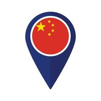 Flag of China flag on map pinpoint icon isolated blue color vector