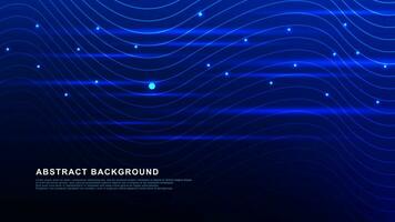 Abstract moving lines with glowing particles for digital lighting, internet speed connection technology concept background. Vector illustration.