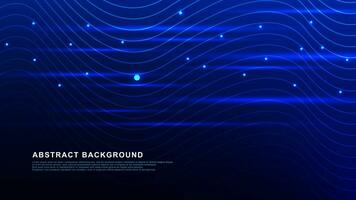 Abstract moving lines with glowing particles for digital lighting, internet speed connection technology concept background. Vector illustration.