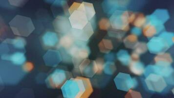 Abstract bokeh background animation with gently flickering defocused warm blue and amber light hexagons. This elegant motion background is full HD and a seamless loop. video