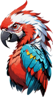 rojo guacamayo mascota pegatina ai generativo png