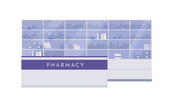 Pharmacy counter. Design element. Medical institution. Flat vector illustration.