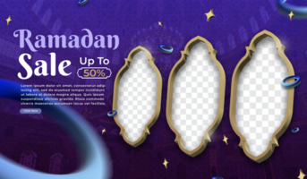 Design promotions and product discounts during Ramadan with 3D frames suitable for banners or others psd