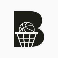 Letter B Basketball Logo Concept. Basket Ball Logotype Symbol Vector Template