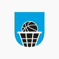 Letter U Basketball Logo Concept. Basket Ball Logotype Symbol Vector Template