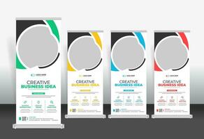 Roll Up Banner design template, creative roll up banner stand template vector