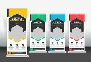 Roll Up Banner design template, creative roll up banner stand template vector