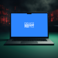 laptop mockup on table AI Generative psd