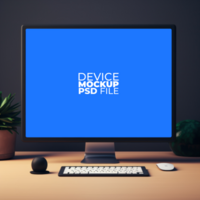 computer monitor mockup on desk AI Generative psd