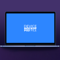 laptop mockup on table AI Generative psd