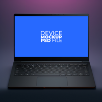 laptop mockup on table AI Generative psd