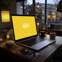 laptop mockup met stad visie ai generatief psd