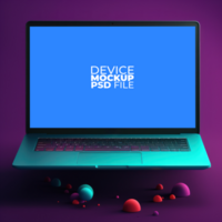 laptop mockup on table AI Generative psd