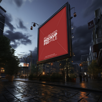 a large billboard mockup on the side of a street AI Generative psd