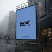 a large billboard mockup on the side of a street AI Generative psd