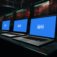 laptop mockup on table AI Generative psd