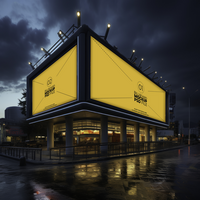 a large billboard mockup on the side of a street AI Generative psd