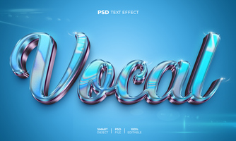 Vocal 3D editable text effect psd