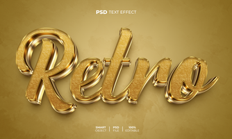 retro 3D bewerkbaar teksteffect psd