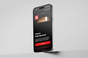 realistic mobile smartphone gadget device display screen mockup in modern minimal scene psd