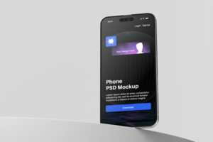 realistisch mobiel smartphone apparaatje apparaat Scherm scherm mockup in modern minimaal tafereel psd