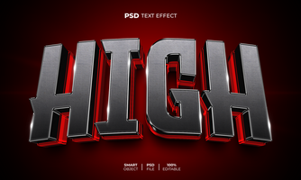 High 3D editable text effect psd