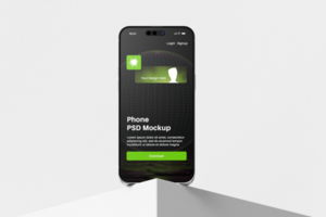 realistic mobile smartphone gadget device display screen mockup in modern minimal scene psd