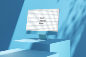 moderno 24 pollice digitale schermo Schermo del desktop computer modificabile modello su podio composizione psd