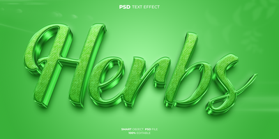 Herbs 3D editable text effect psd