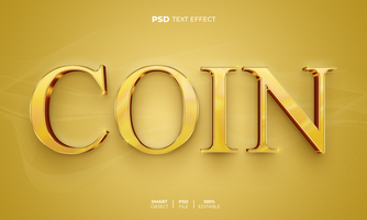 Coin 3D editable text effect psd