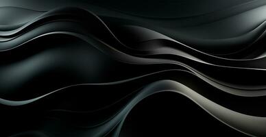 Abstract black background, wavy lines lighting - AI generated image photo