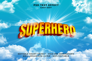 super-héros texte effet psd