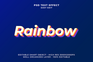 3d regnbåge text effekt psd