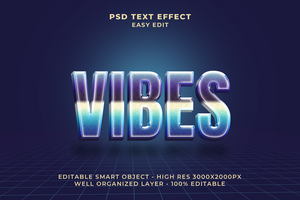 3D Vibes 80s Text Effect PSD