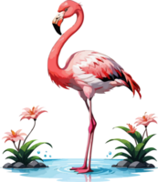 exotique flamant oiseau clipart ai génératif png