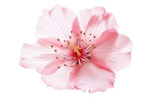 Pink sakura on white background.Generative Ai. photo