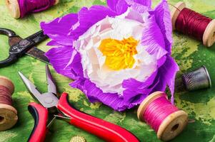 Colourful handmade paper flowers photo