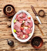 Beef meat in citrus marinade photo