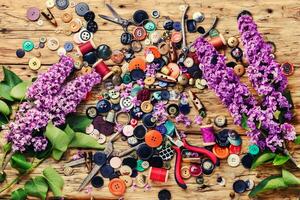 Colorful sewing buttons photo