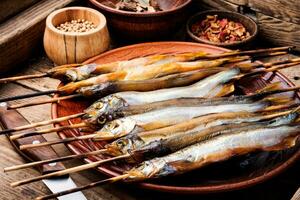 Appetizing smoked fish photo