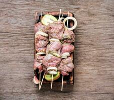 Raw shish kebab photo