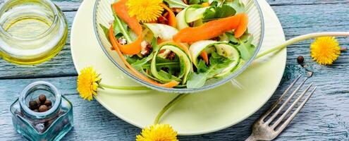 Fresh dandelion salad photo